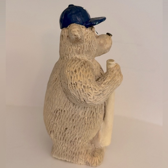 Yankees Baseball Bear Sculpture Statue Ball and Bat Bear Heavy Paper Weight - Picture 7 of 14